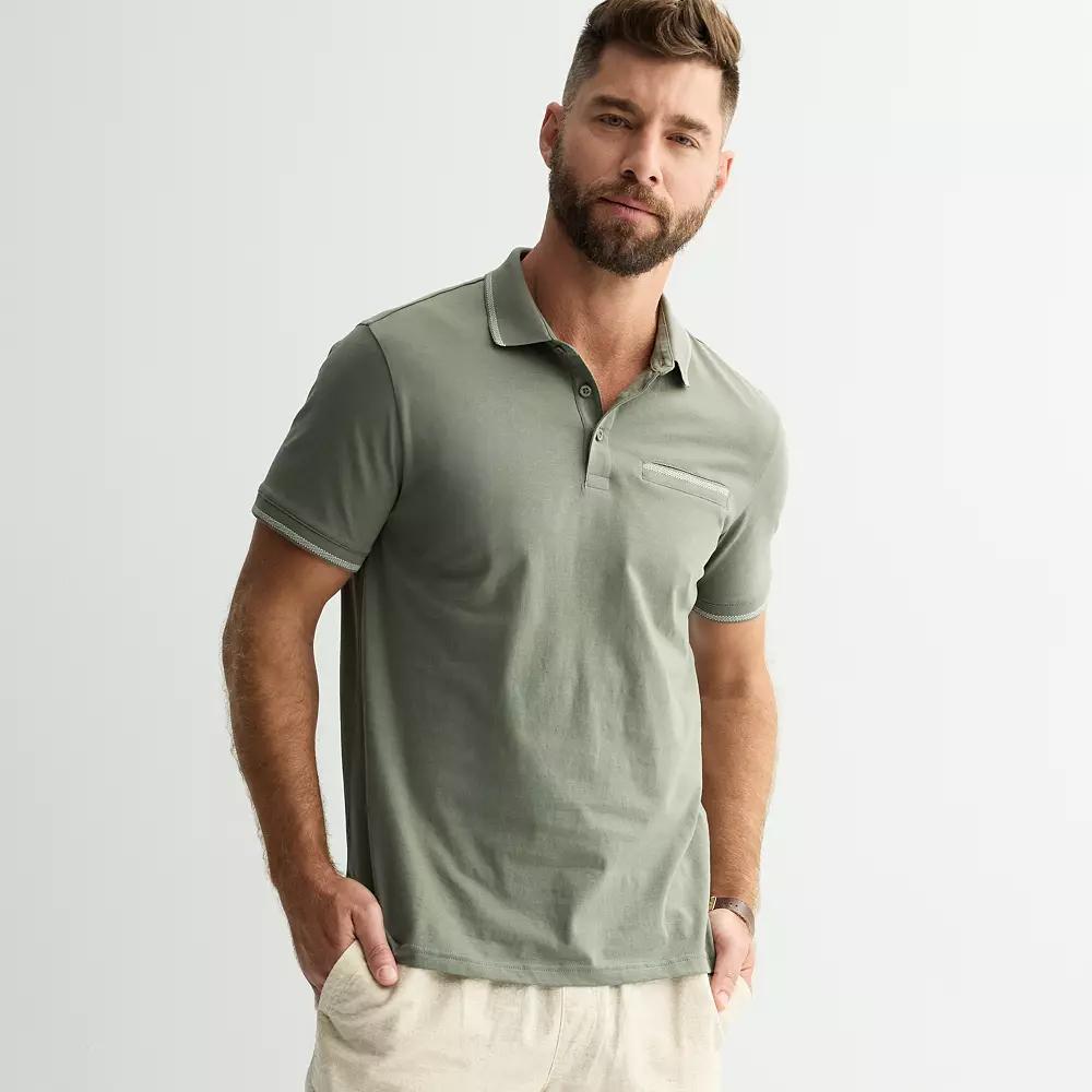 Men's Apt. 9® Short Sleeve Tipped Polo, Size: XXL, Purple Vision Product Image