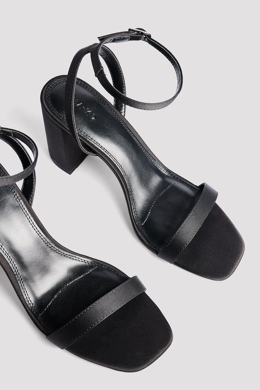 Satin Block Heel Sandals Product Image