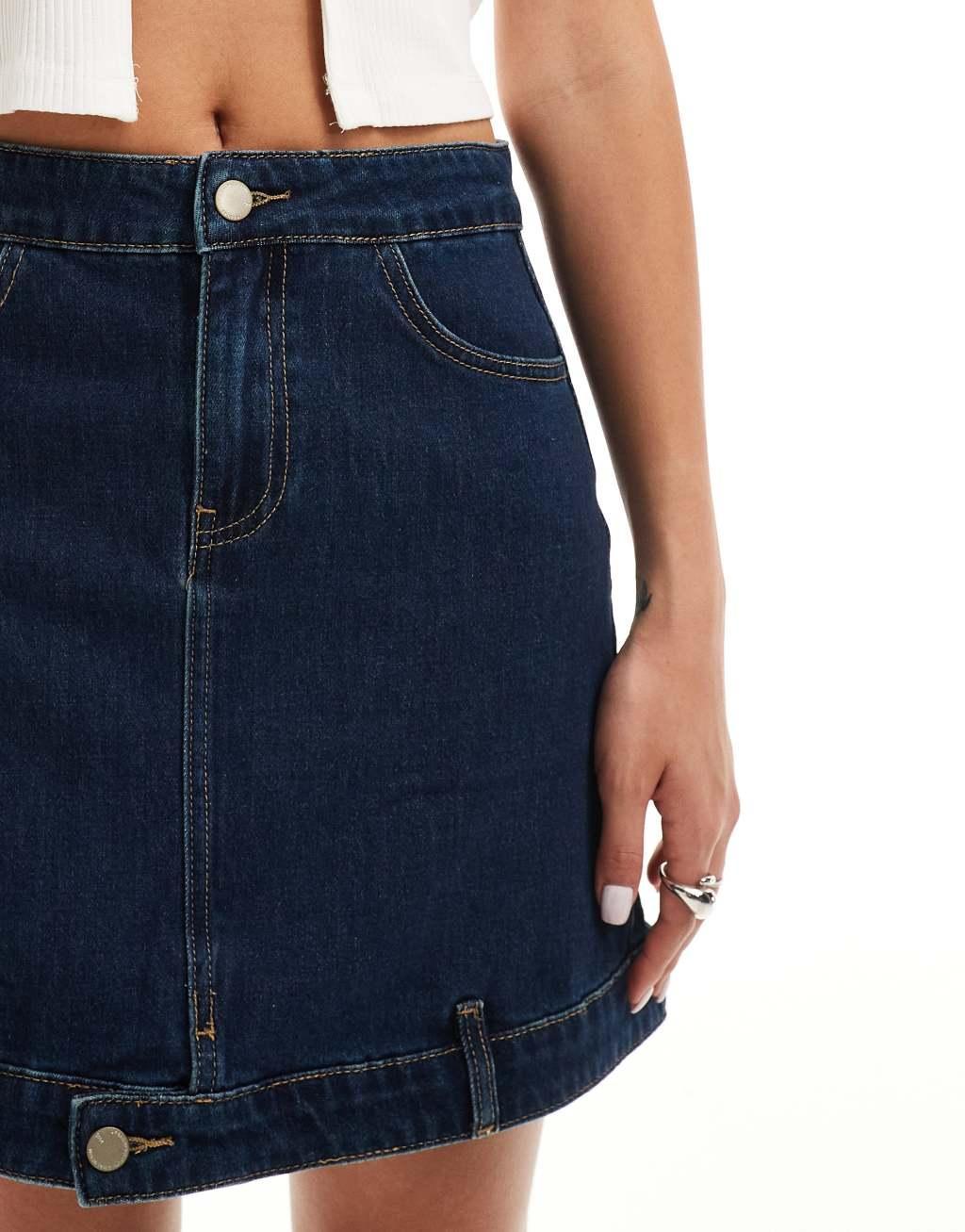 Urban Revivo a-line denim mini skirt in indigo  Product Image