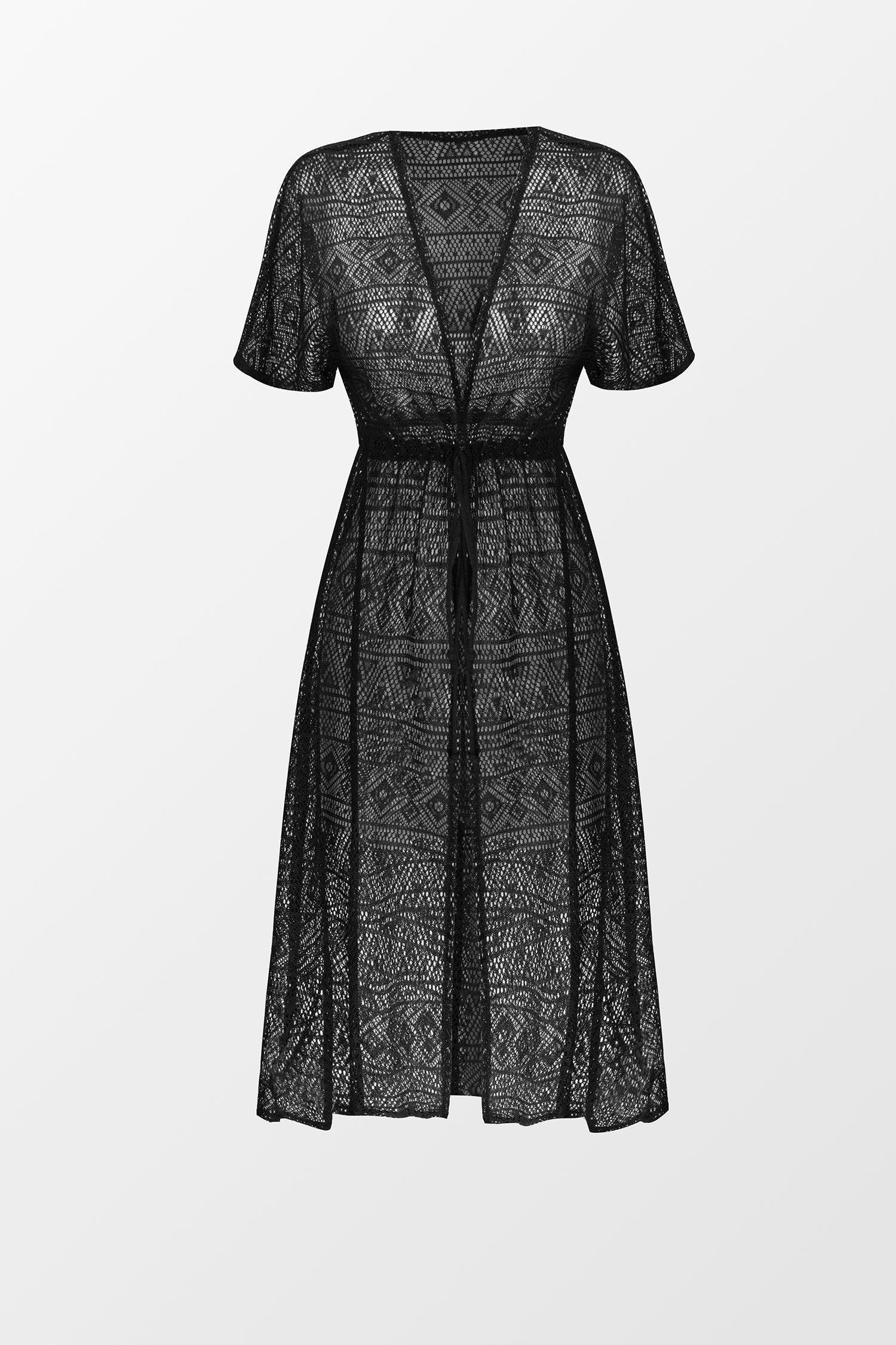 Lace Drawstring Cover-Up Duster Kimono Product Image