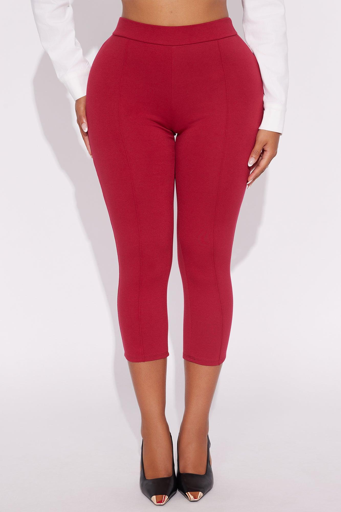 Daniella Pintuck Ponte Capri Legging - Red Product Image