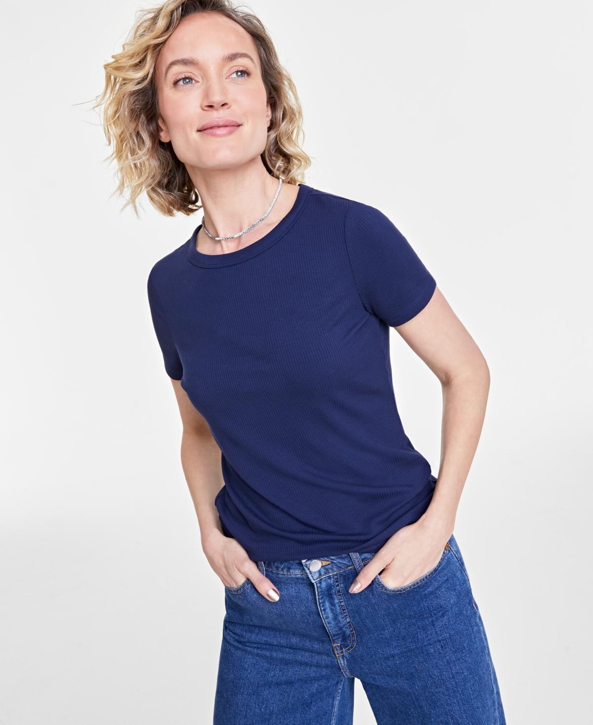 On 34th Womens Ribbed T-Shirt, Xxs-4X, Created for Macys - White Product Image
