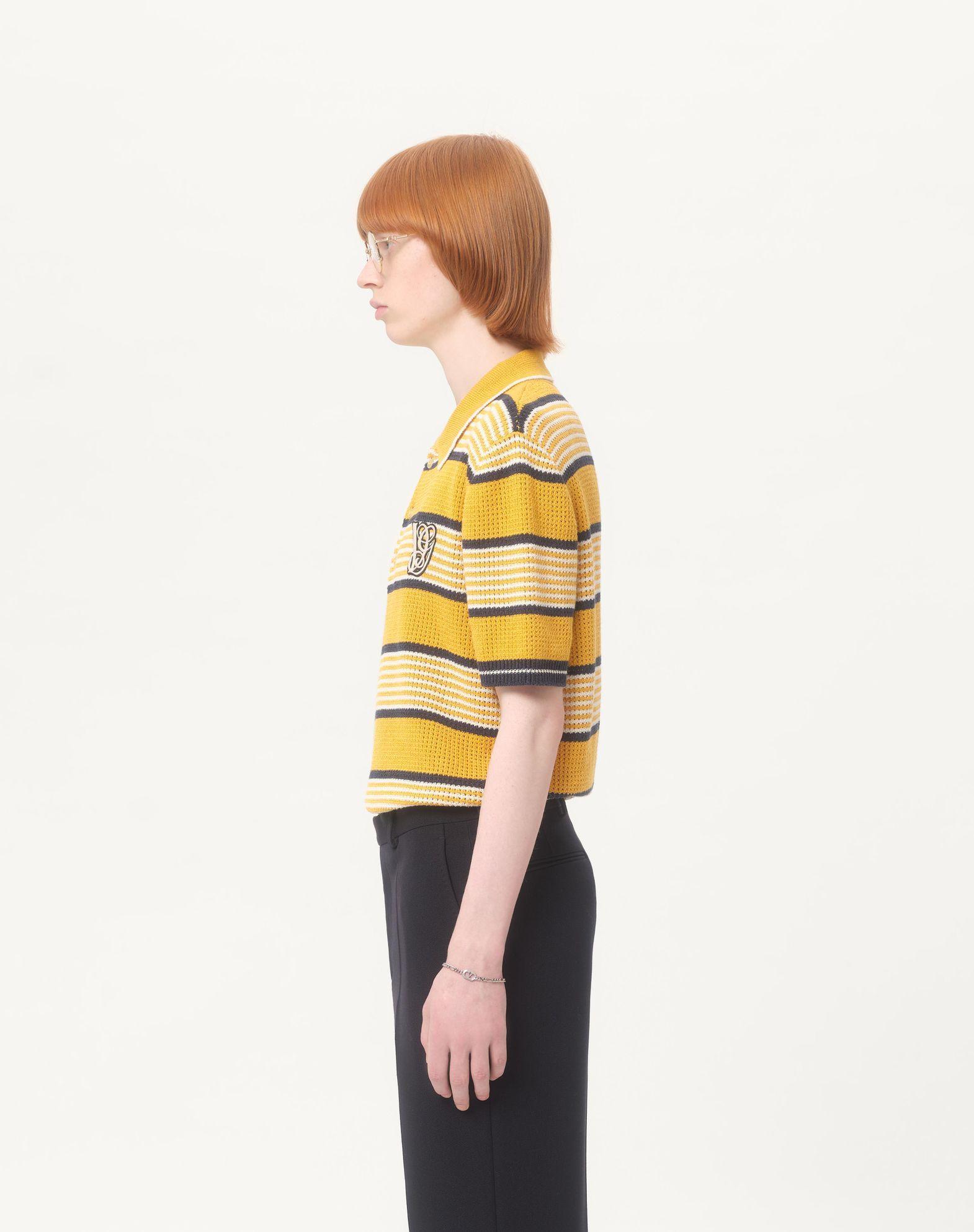 Long-Sleeved Linen And Cotton Polo Shirt With Vg Patch Product Image
