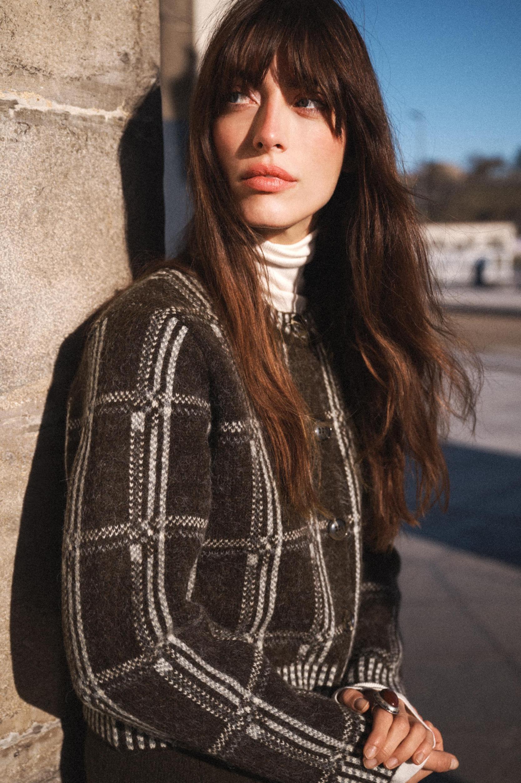 PLAID KNIT JACKET Product Image