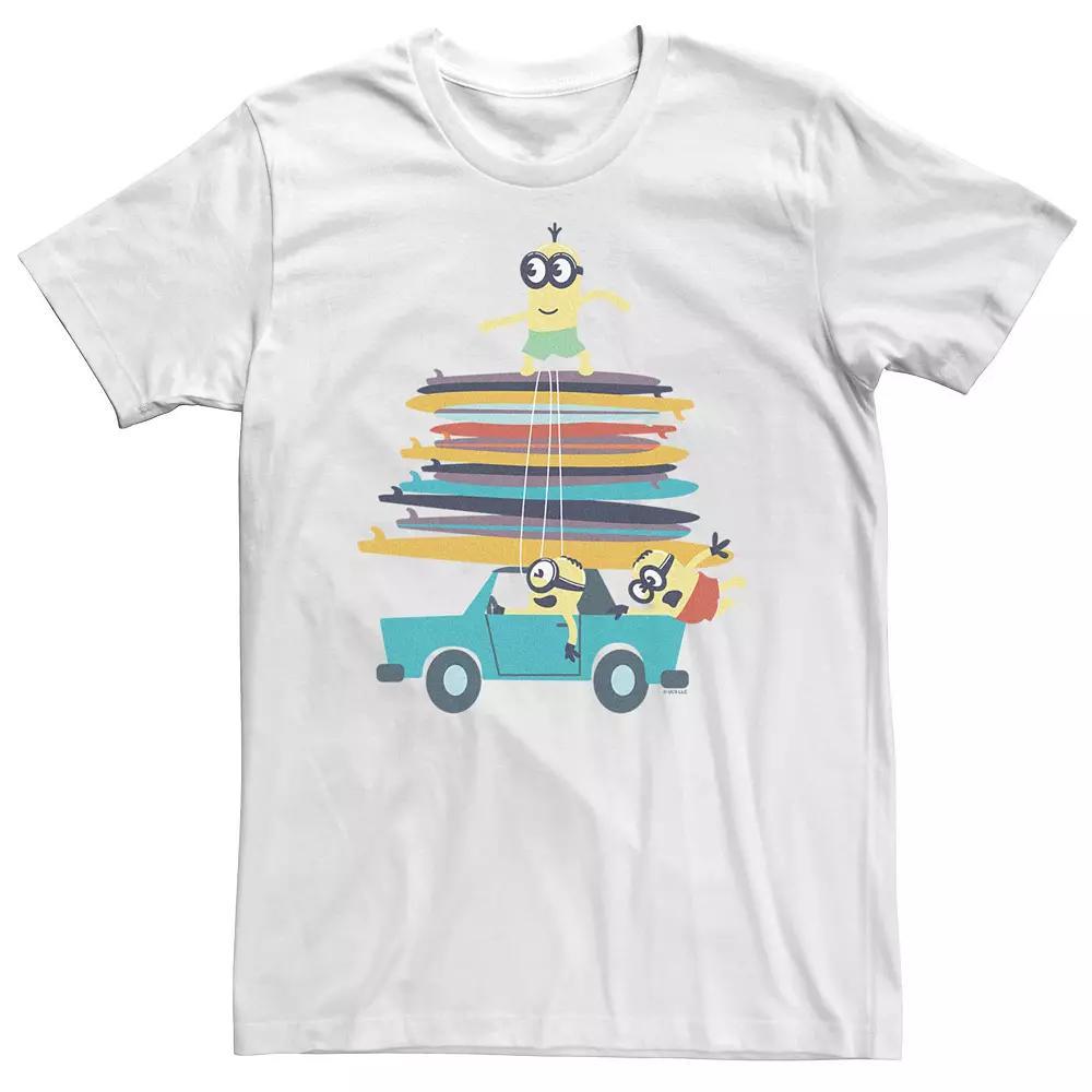 Big & Tall Despicable Me Minions Dave Kevin Stuart Summer Surf Tee, Men's, Size: XXL Tall, White Product Image