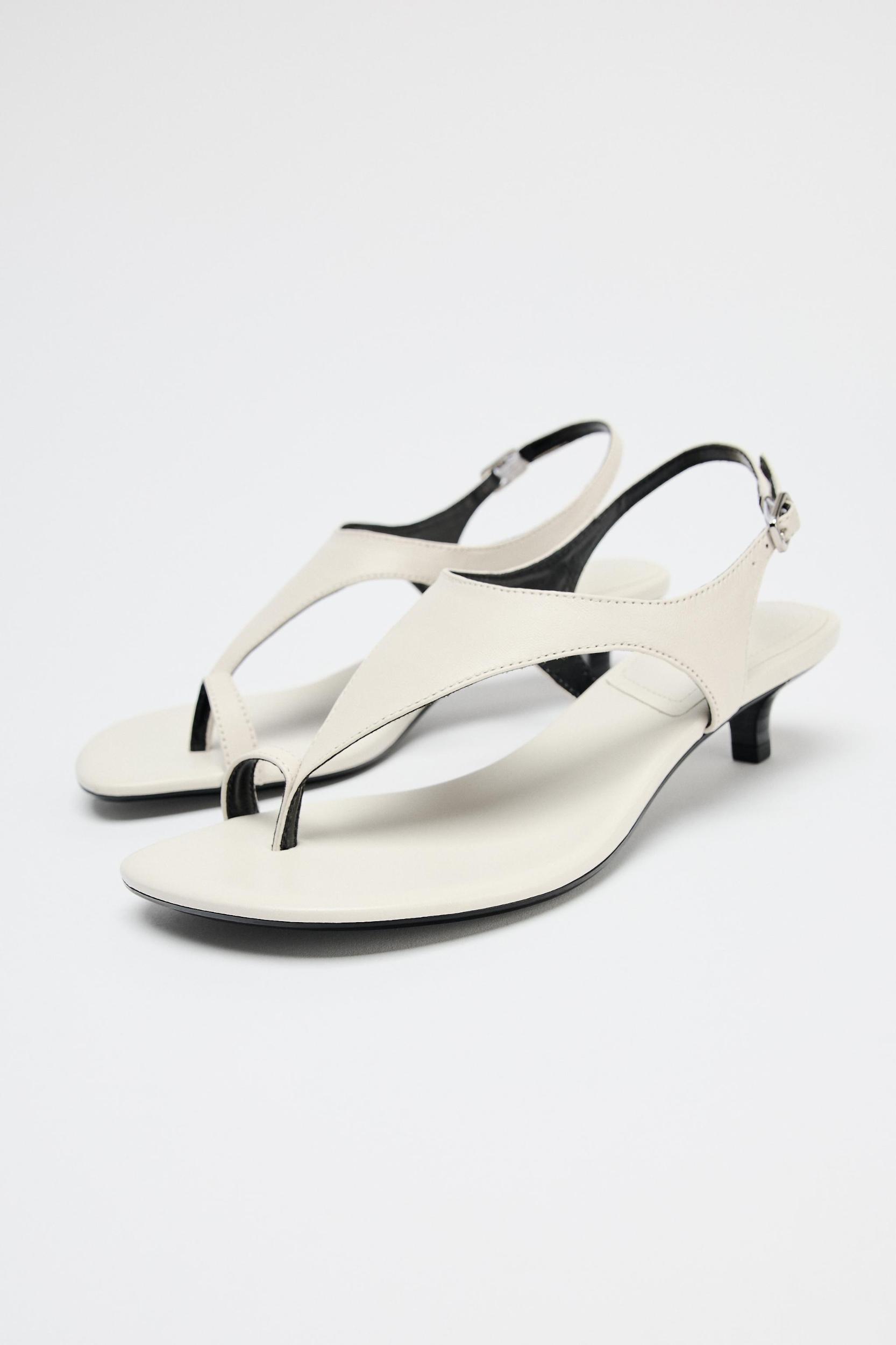 LEATHER KITTEN HEELED SANDALS Product Image