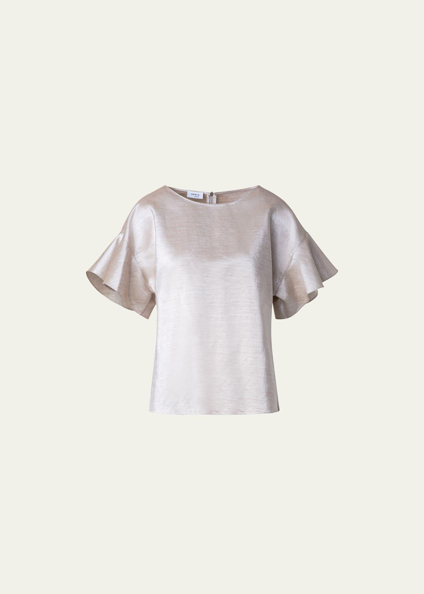 Womens Wing-Sleeve Metallic Canvas Blouse Product Image
