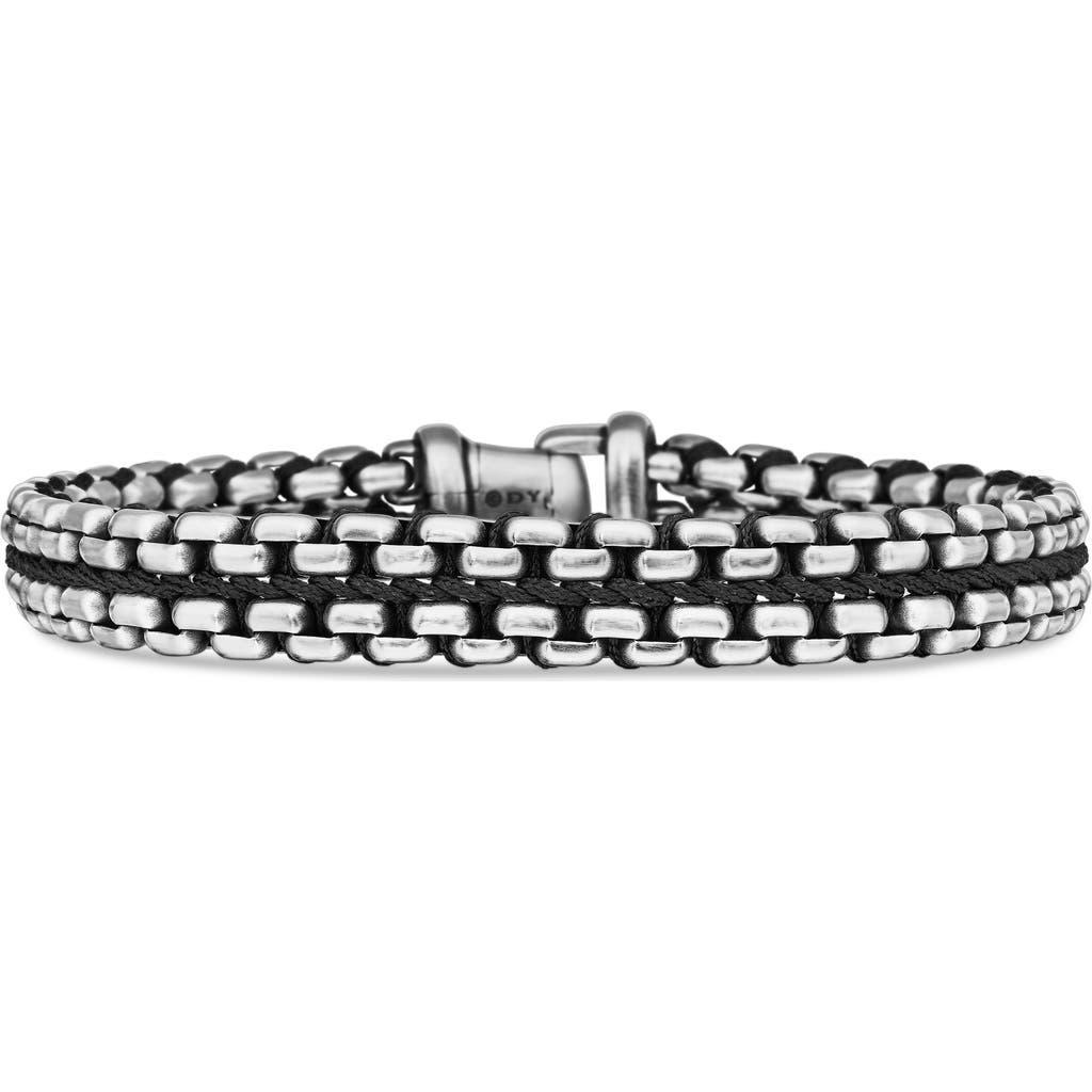 David Yurman Mens Woven Box Chain Bracelet in Sterling Silver with Blue Nylon, 12mm Product Image
