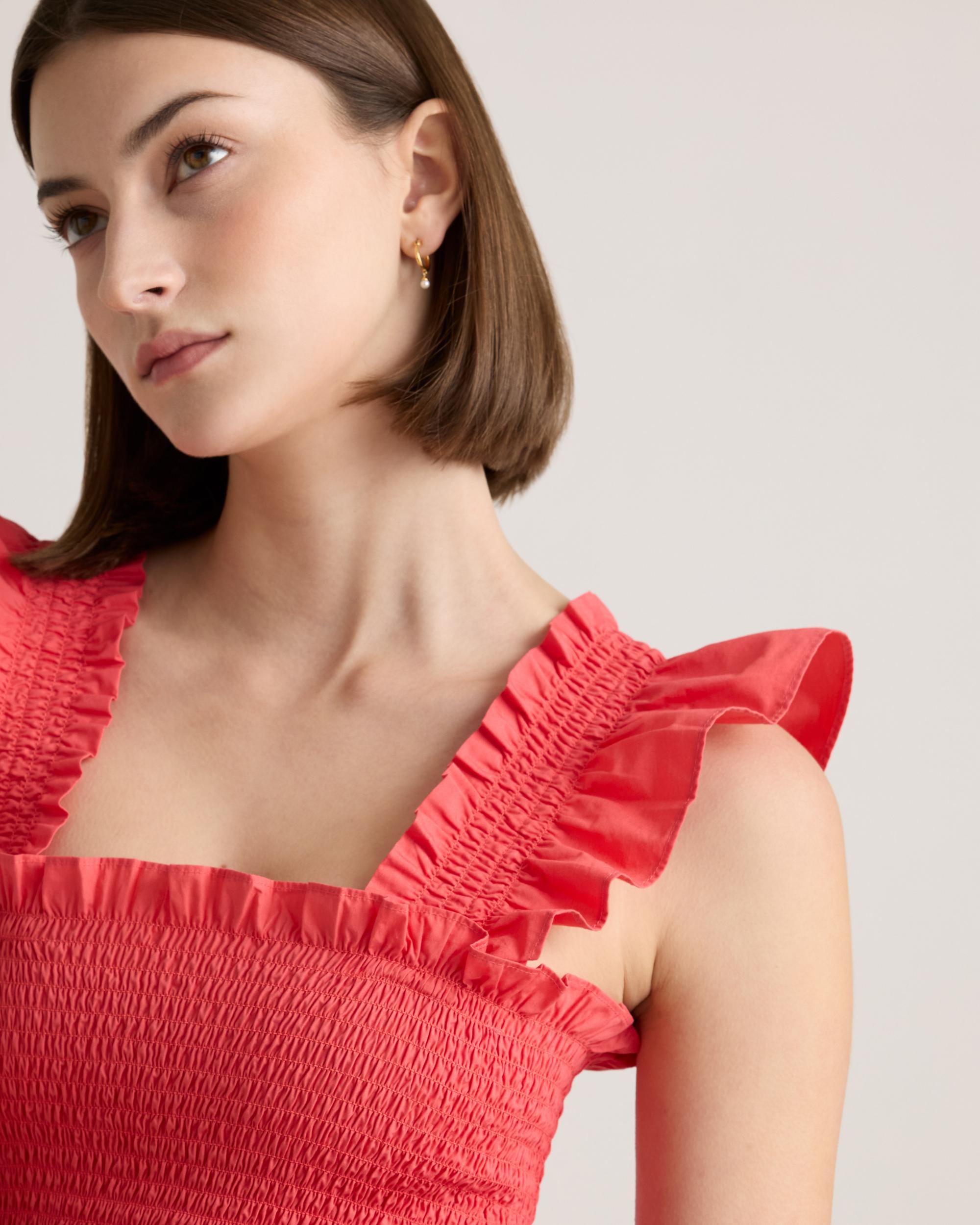 100% Organic Cotton Smocked Midi Dress Product Image