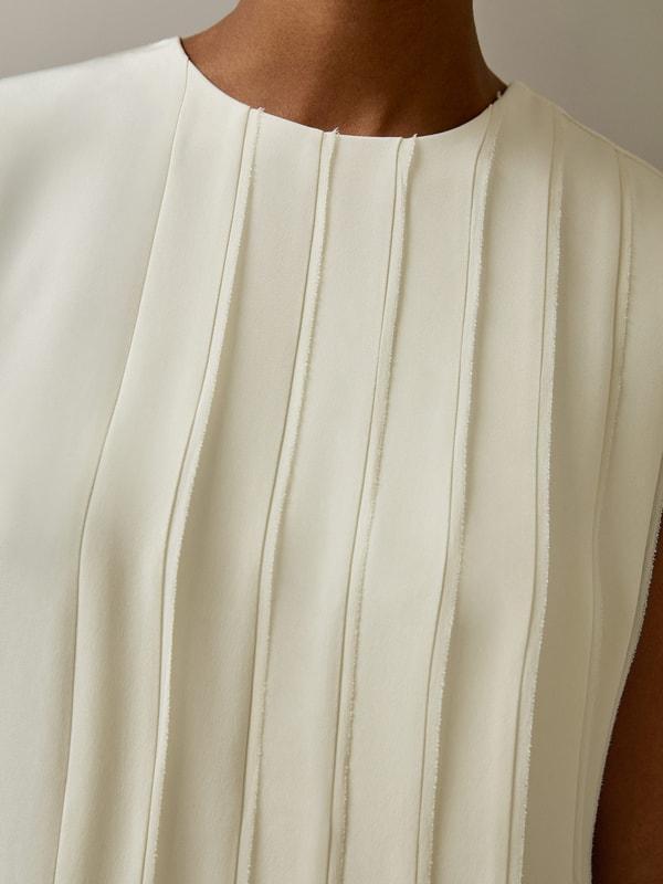 Sleeveless accordion pleated silk dress Product Image