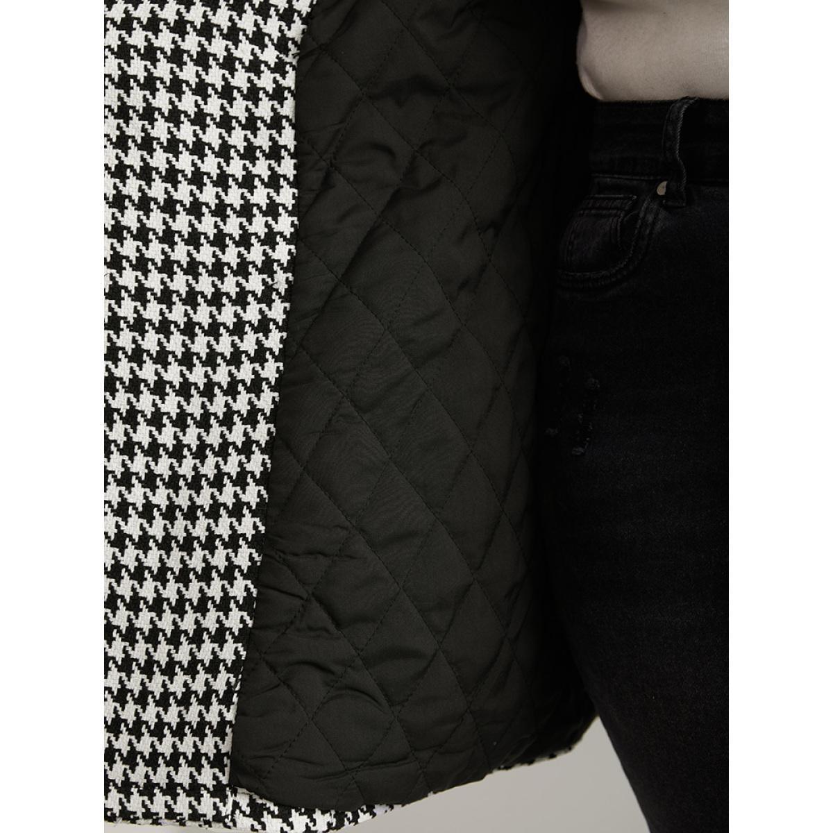 Plus Size Houndstooth Double Breasted Belted Coat Women Black Casual Lined Ladies Dailywear Winter Coats BloomChic 28/5X Product Image