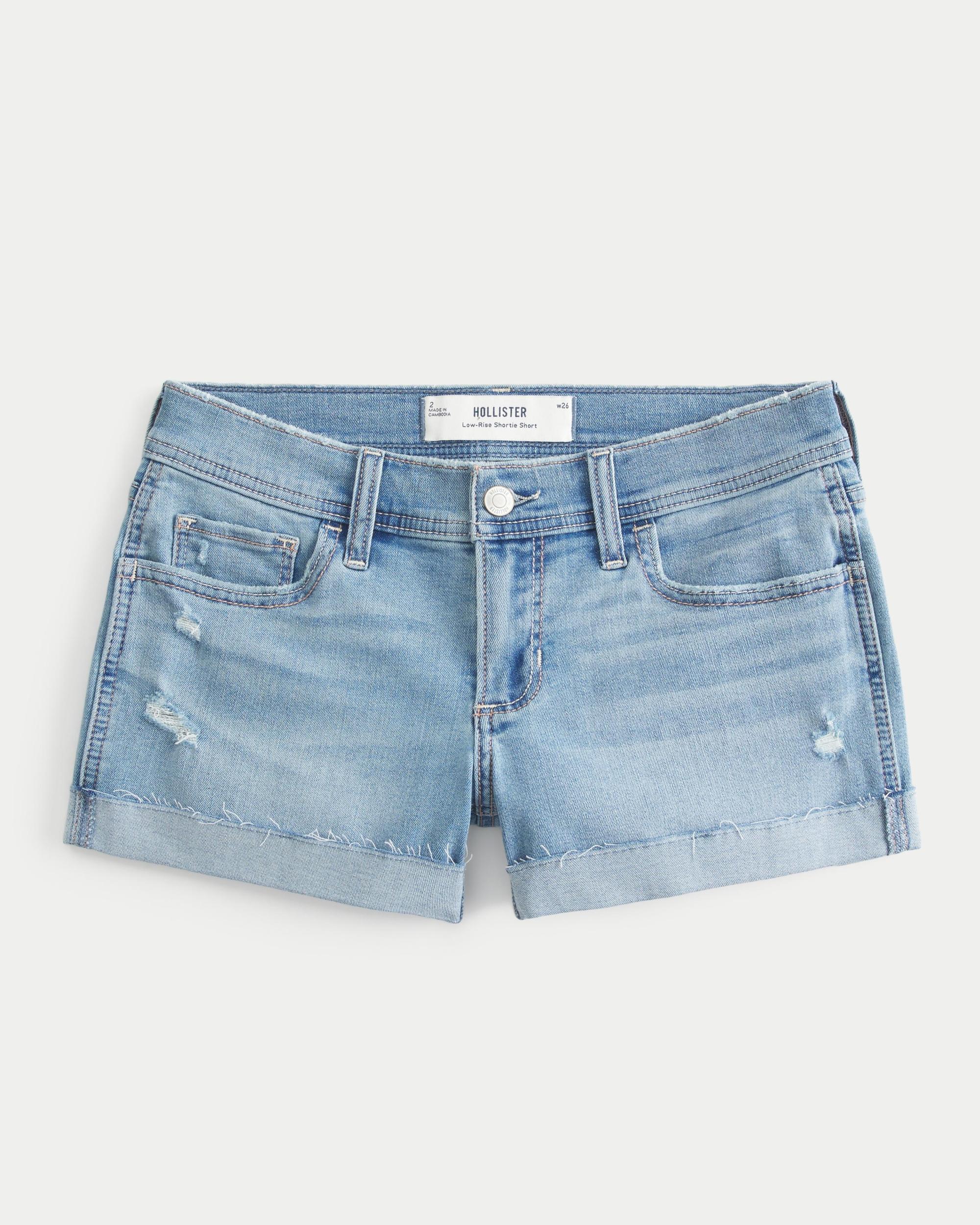 Washed Black Denim Shortie Shorts Product Image