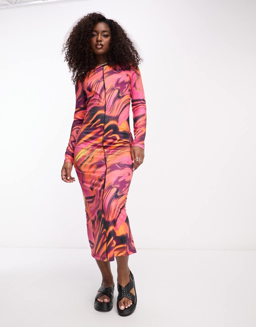 Vero Moda abstract printed midi dress Product Image