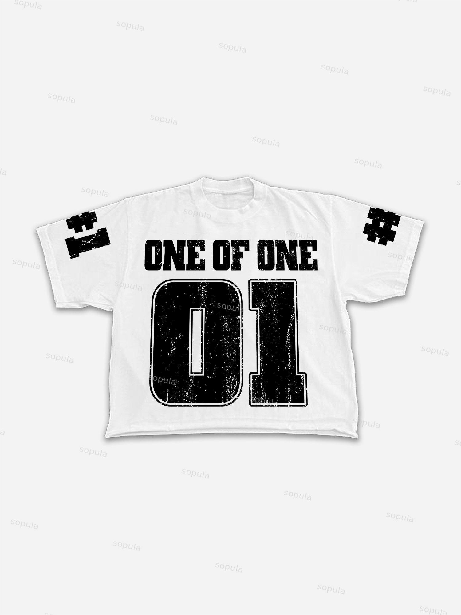 Men's One Of One No.01 Graphic Cropped T-shirt Product Image