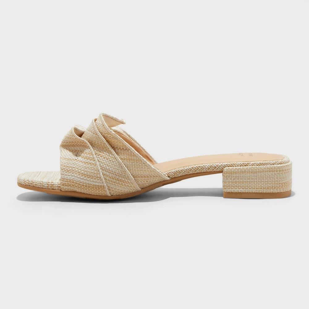 Womens Lyta Raffia Ruffle Sandals with Memory Foam Insole - A New Day Beige 12 Product Image
