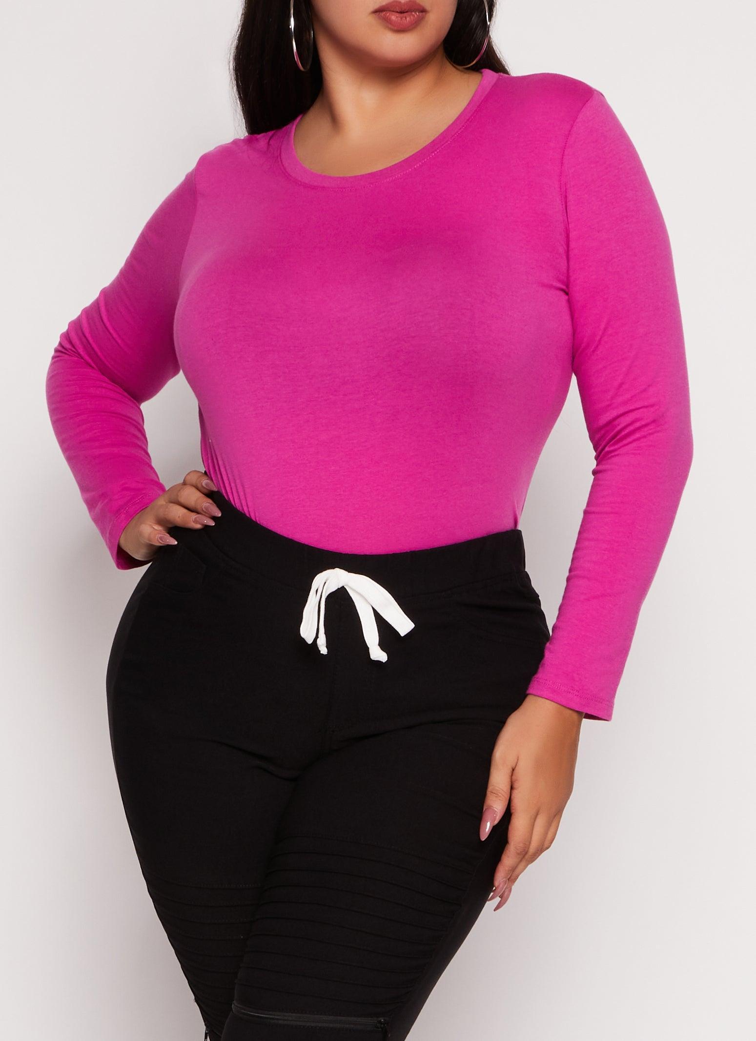 Womens Plus Size Long Sleeve Basic T Shirt Product Image