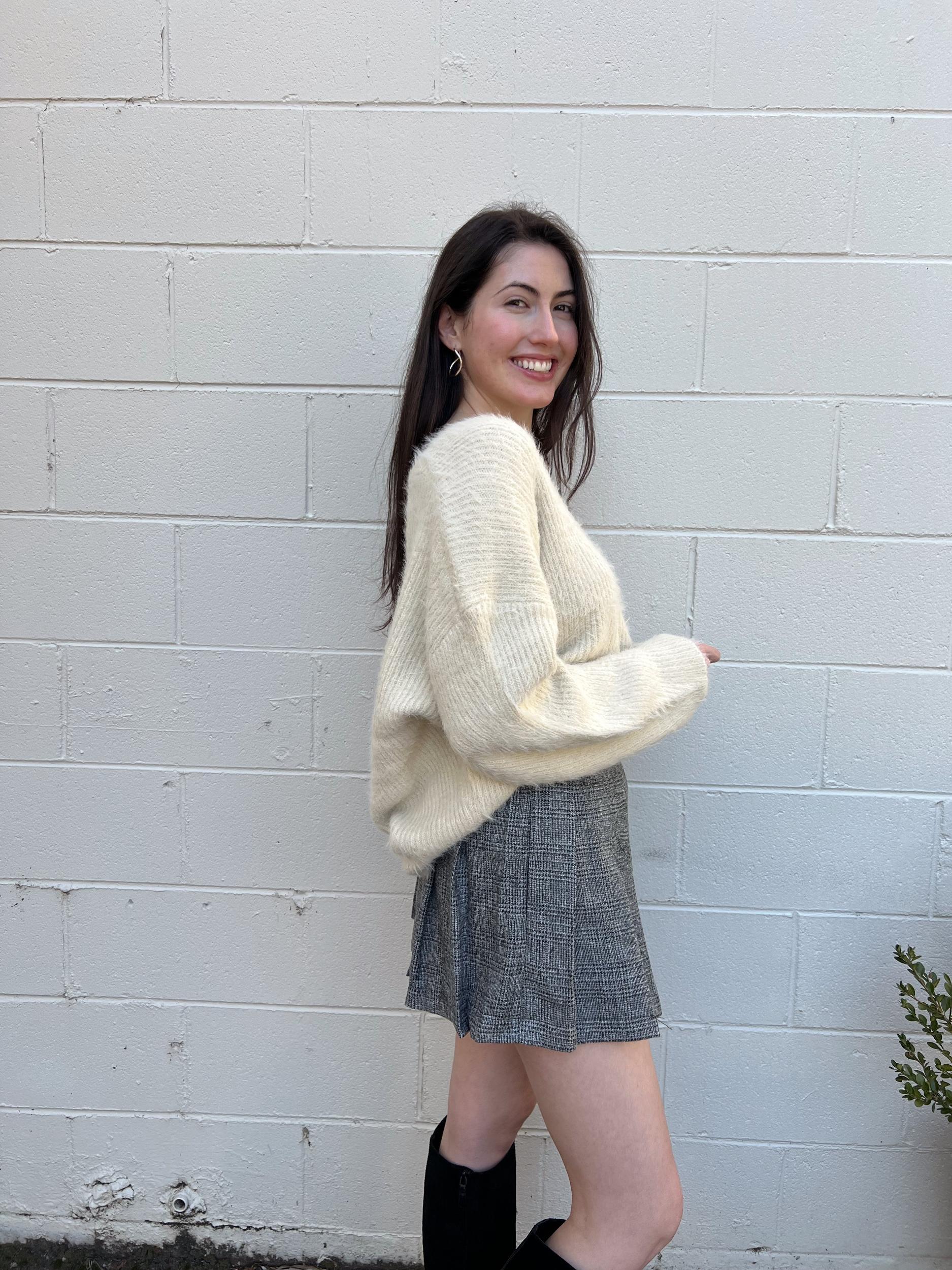 Classic Move V-Neck Fuzzy Sweater Product Image