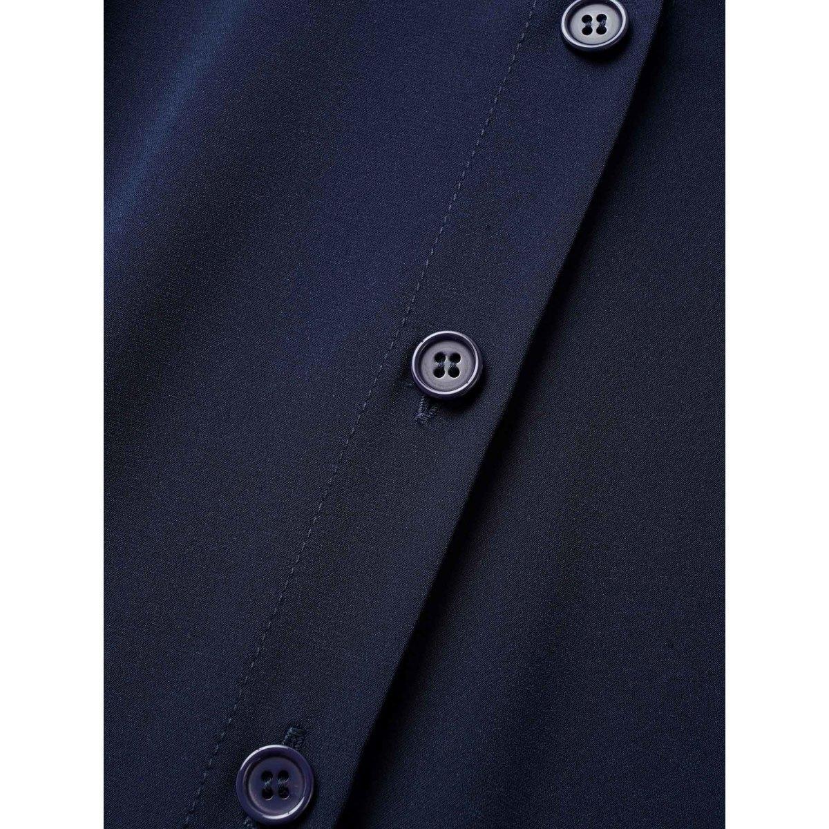Plus Size Plain Pleated Button Through Cap Sleeve Dress Indigo Women At the Office Gathered Shirt collar Cap Sleeve Curvy Midi Dress BloomChic 22-24/3X Product Image