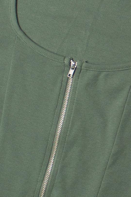 Jade Green Zip Front Tee Product Image