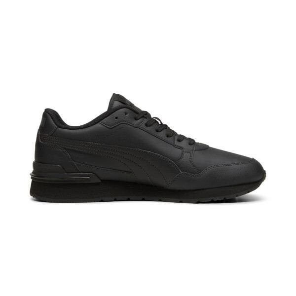 PUMA ST Runner v4 Leather Men's Sneakers in Black/Shadow Grey Product Image