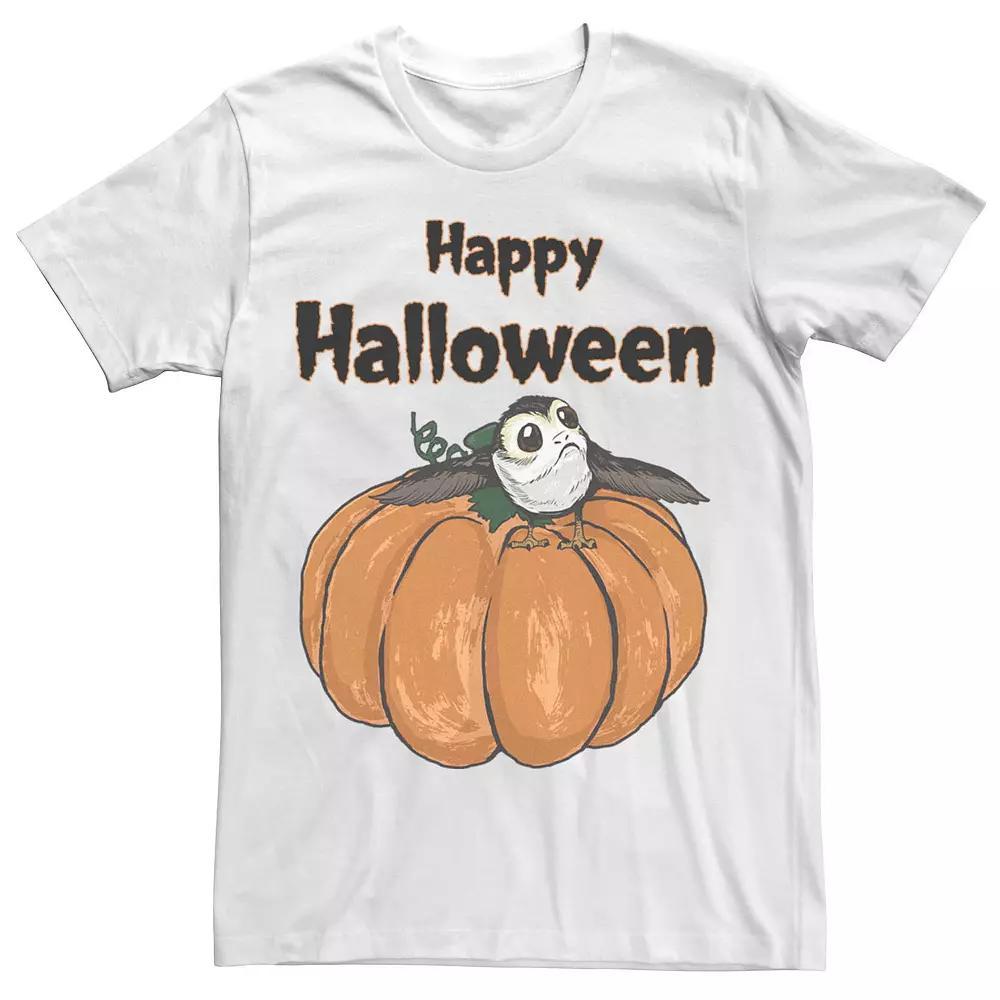 Men's Star Wars Happy Halloween Porg On A Pumpkin Tee, Size: XL, White Product Image