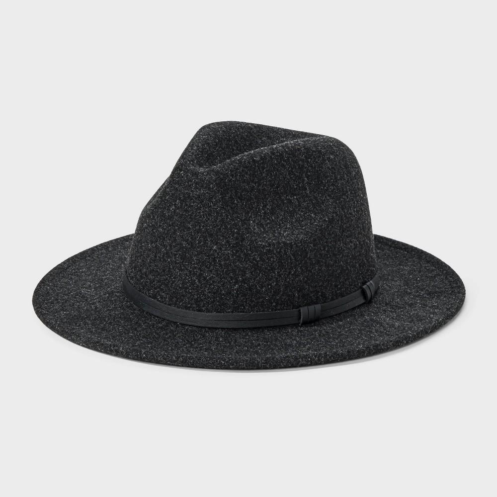 Men's Recycled Polyester Wool Fedoras - Goodfellow & Co™ Heathered Black M/L Product Image