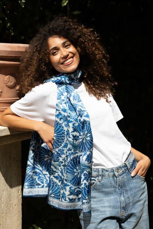 Elizabetta Esmeralda - Silk Scarf/Shawl for Women in Midnight Blue And Gold at Nordstrom Product Image