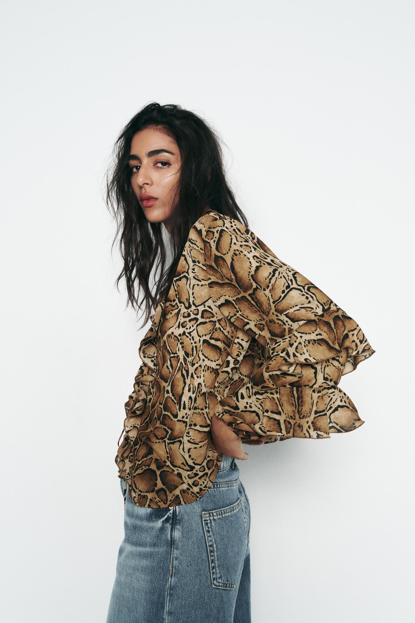 RUFFLED ANIMAL PRINT SHIRT Product Image
