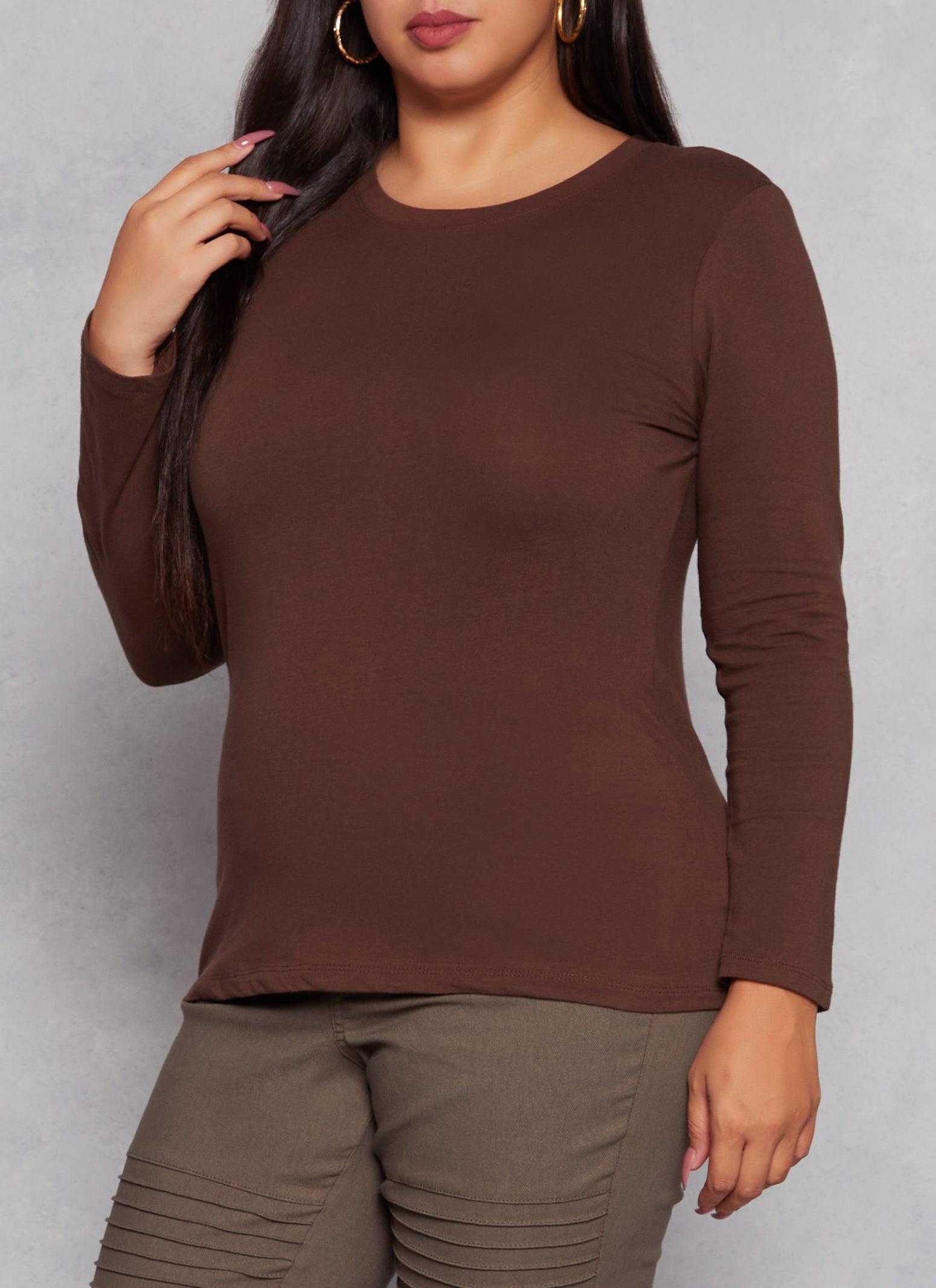Womens Plus Size Long Sleeve Basic T Shirt Product Image