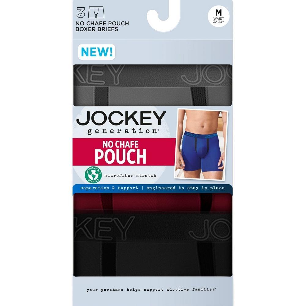 Jockey Generation™ Men's No Chafe Pouch Microfiber Boxer Briefs 3pk - Dark Teal/Navy/Palm Print - L: Tagless, Lightweight, Pull-On Product Image