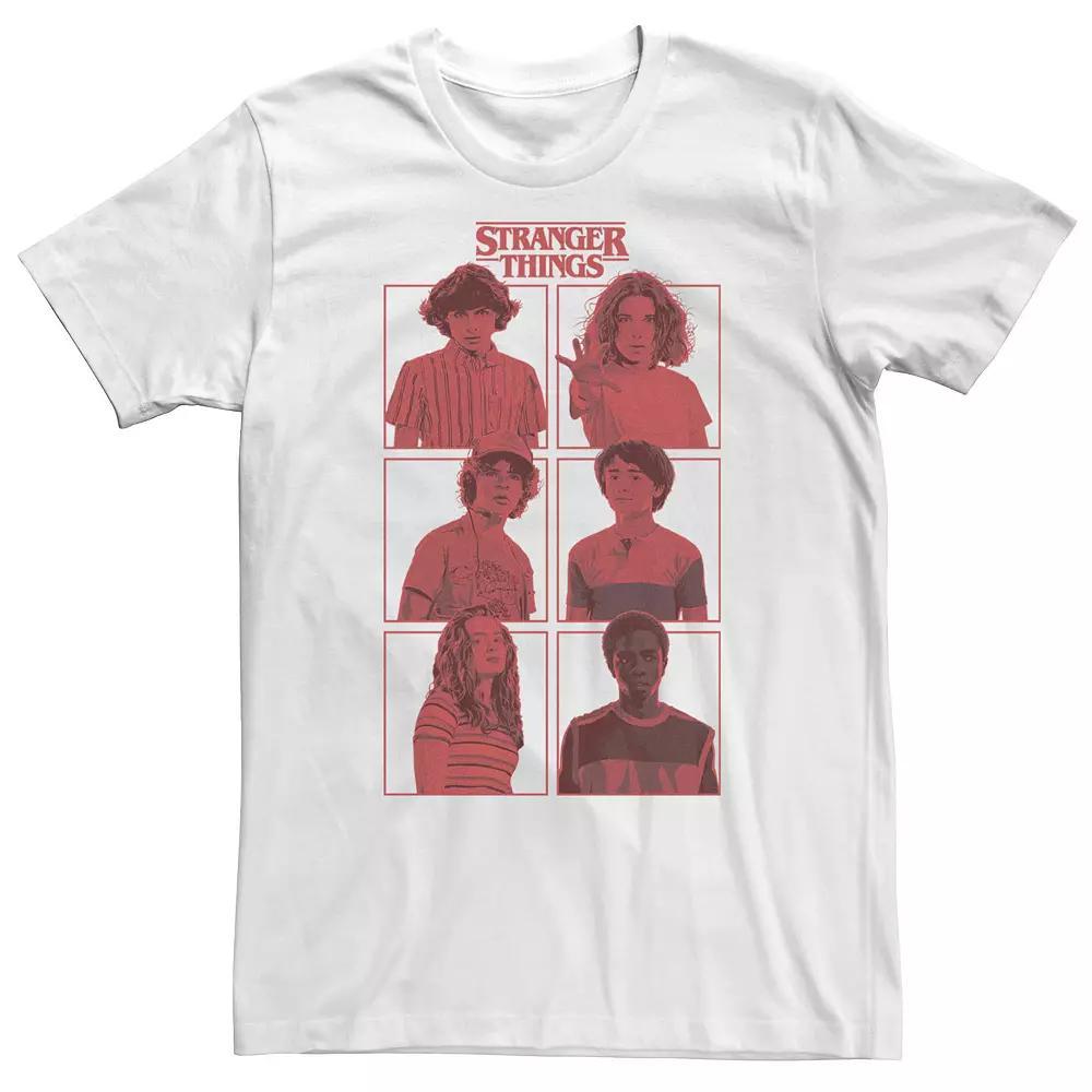 Big & Tall Stranger Things Group Shot Red Box Up Tee, Men's, Size: 4XLT, White Product Image