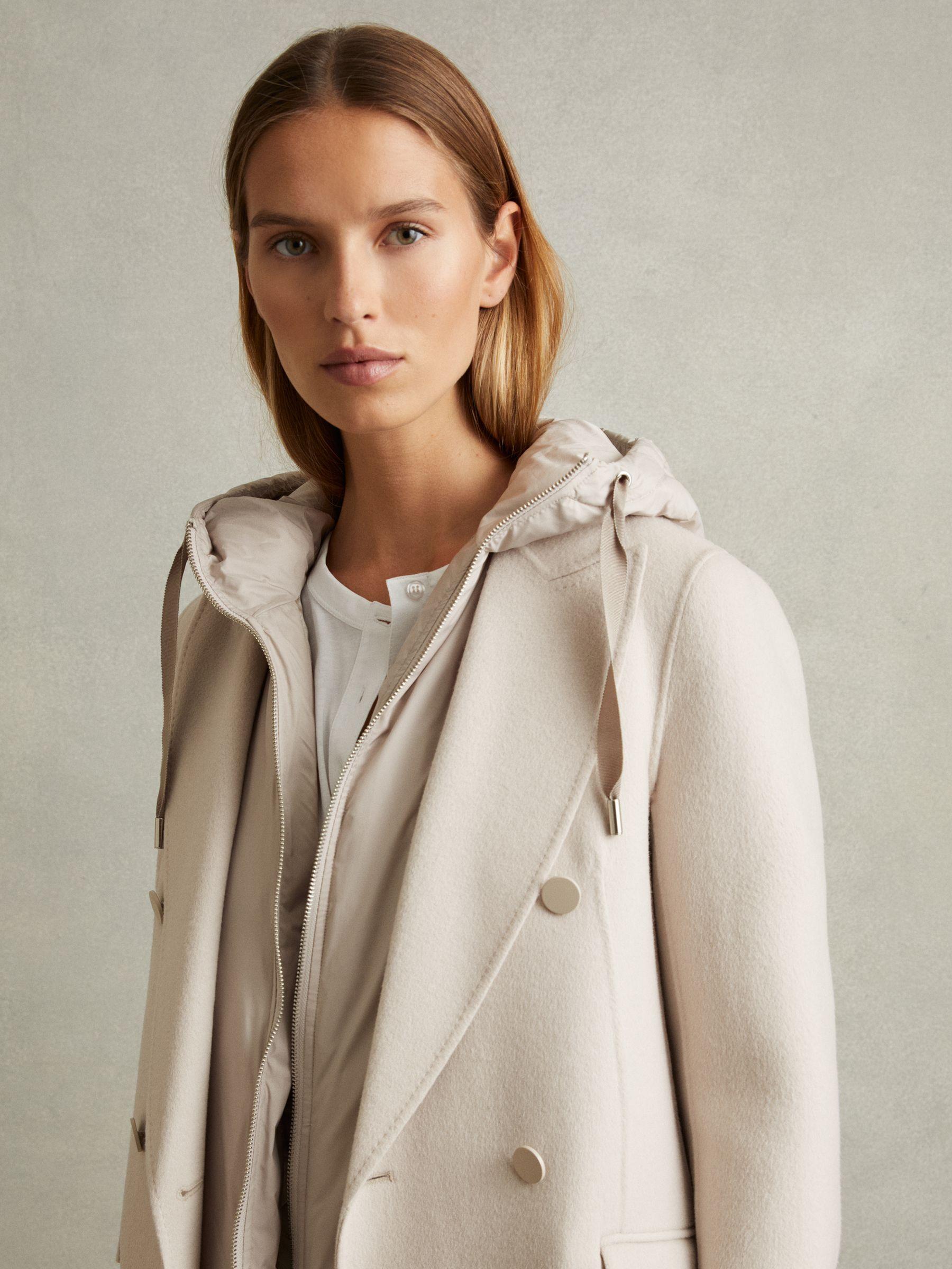 Petite Wool-Blend Double-Breasted Blindseam Coat in Neutral Product Image