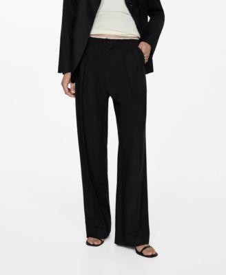Mango Womens Contrast Trim Pleated Trousers Product Image