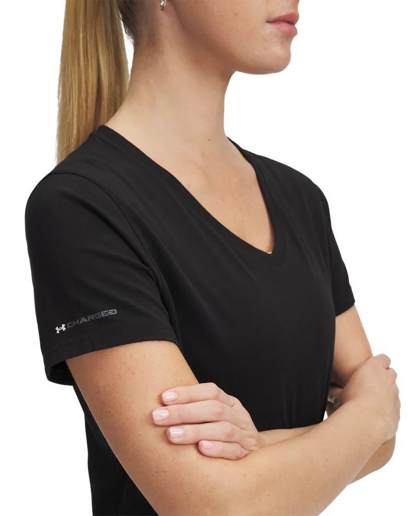 UA Icon Charged Cotton Womens V-Neck Short Sleeve Product Image