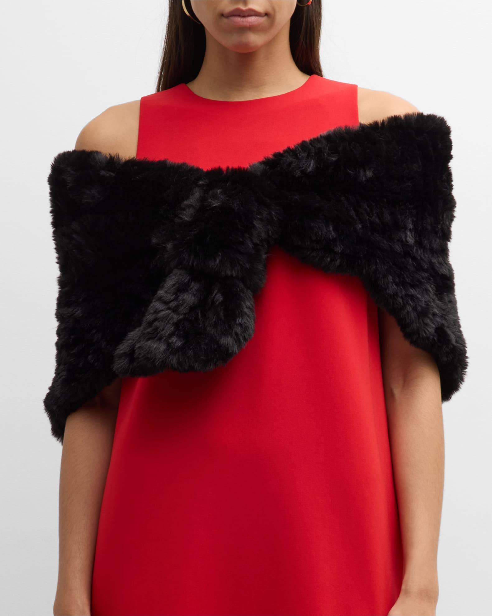 Erin Textile Knit Faux Fur Shawl  Product Image