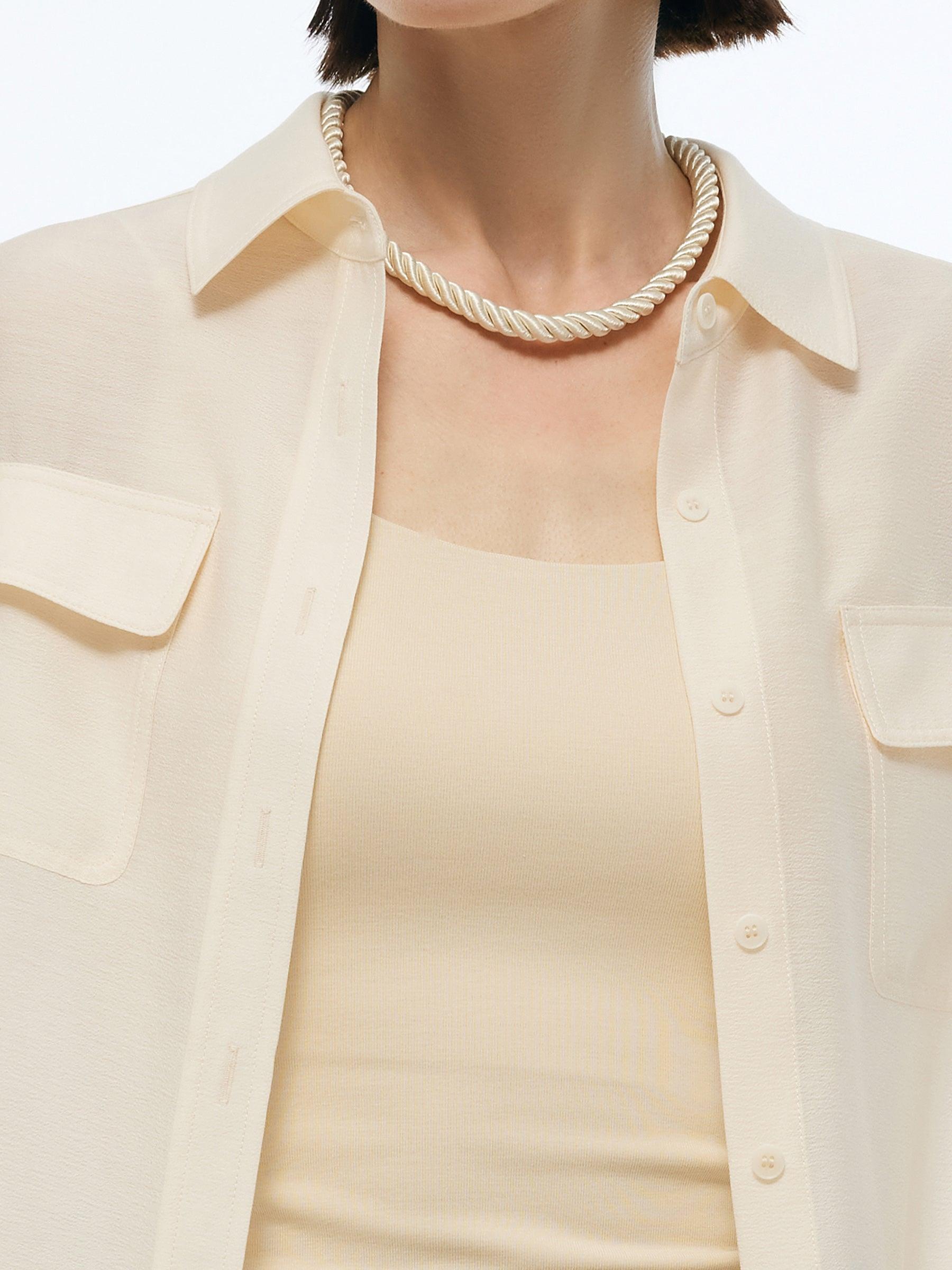 Acetate Blend Women Cap Sleeve Sheer Shirt Product Image