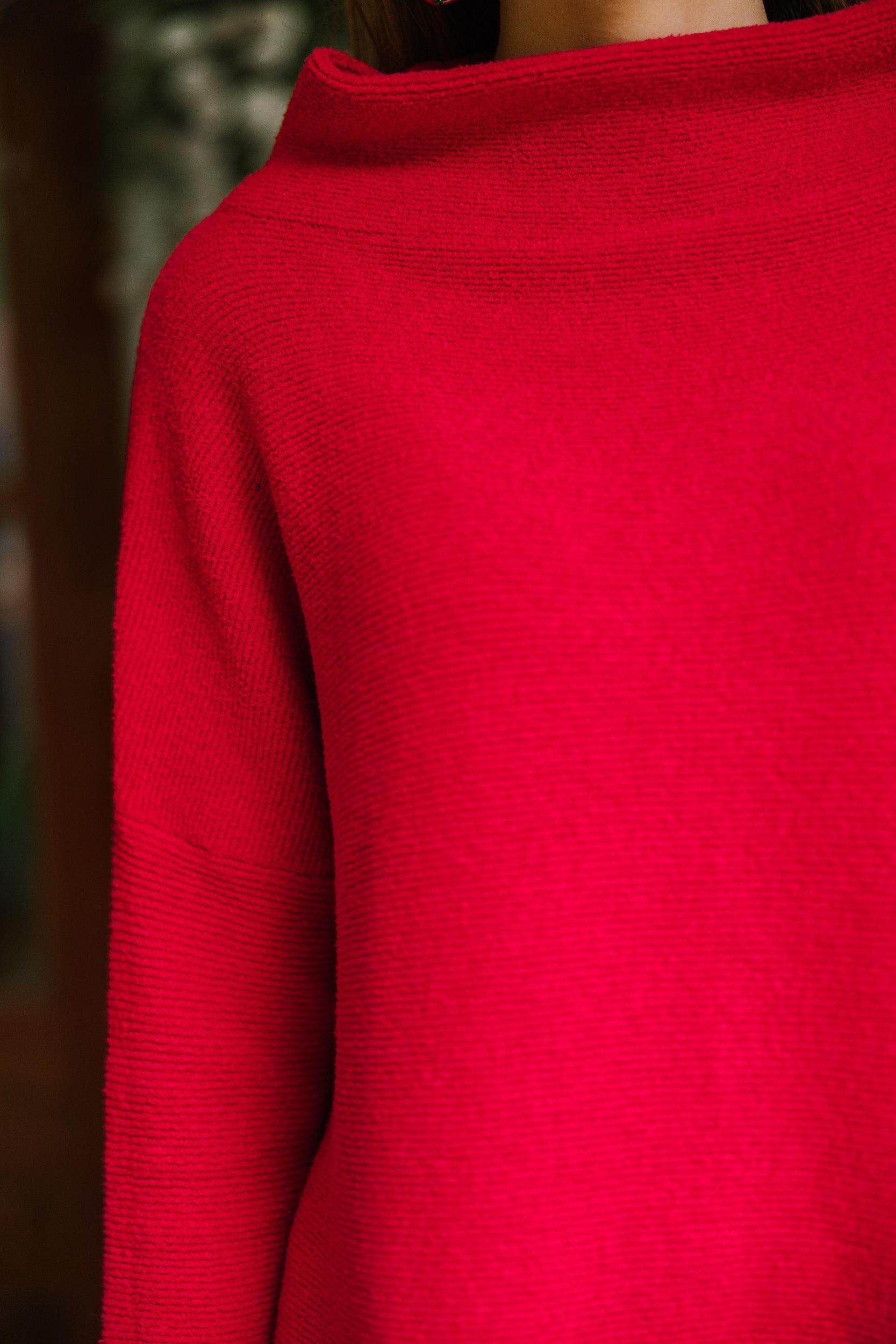 The Slouchy Red Mock Neck Tunic Female Product Image