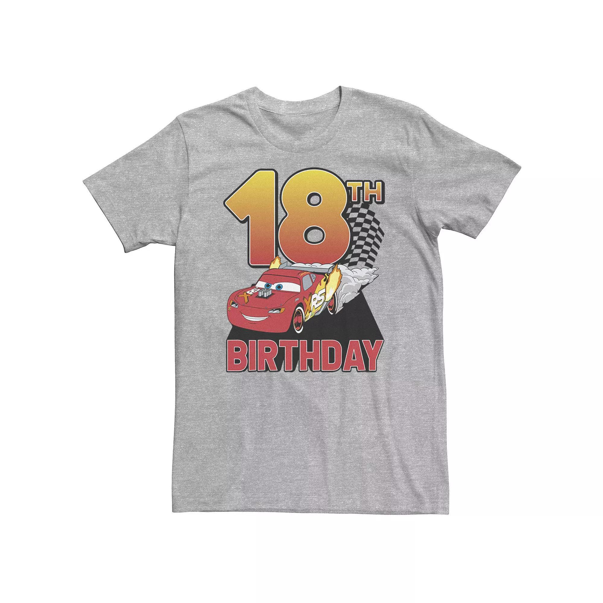Big & Tall Disney / Pixar Cars 18th Birthday Racer Lightning McQueen Tee, Men's, Size: 3XL, Athletic Grey Product Image