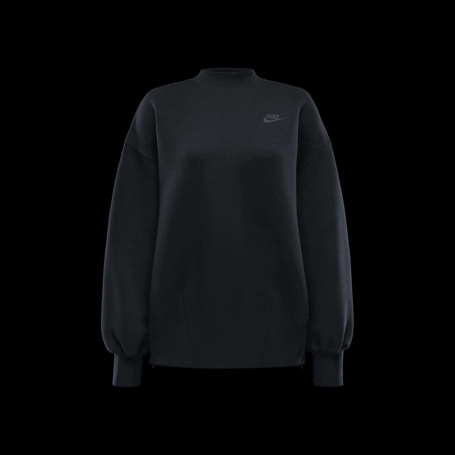 Nike Womens Sportswear Tech Fleece Oversized Crewneck Sweatshirt in Black Product Image