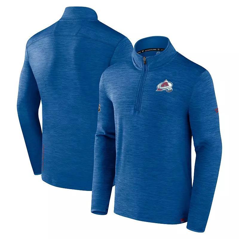 Men's Fanatics Branded  Heather Navy Washington Capitals Authentic Pro Quarter-Zip Pullover Top, Size: 3XL, Blue Product Image