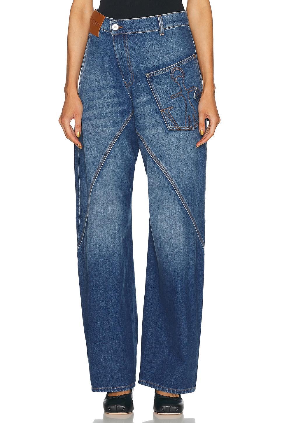 JW ANDERSON Blue Twisted Workwear Wide Leg Jeans In Denim Blu E Verdi Product Image