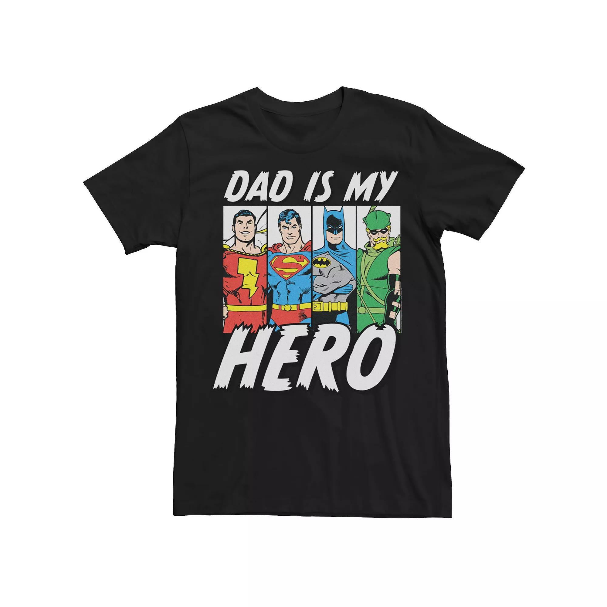 Men's DC Comics Justice League Hero Dad Lineup Tee, Size: 3XL, Black Product Image
