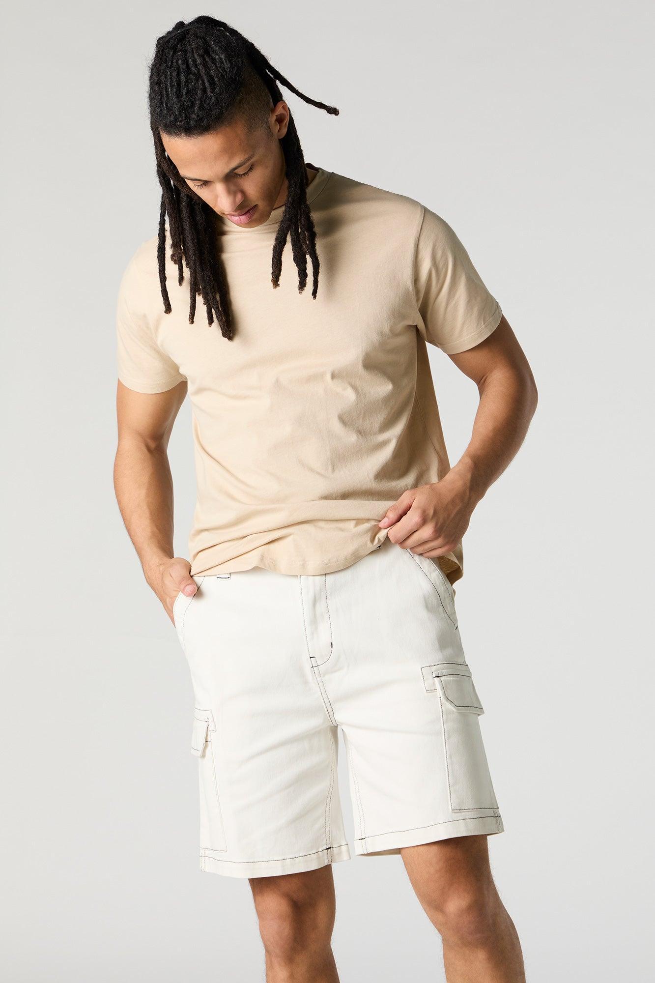 Contrast Stitch Denim Cargo Short Male Product Image