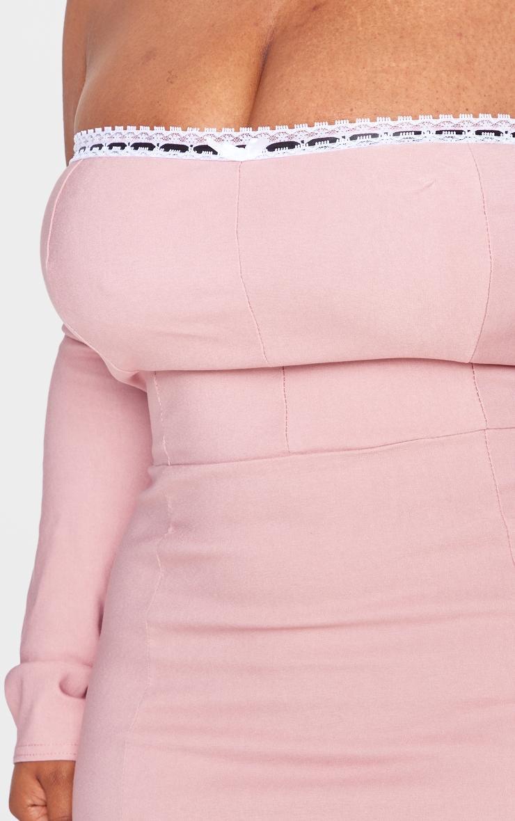 Plus Pink Bardot Corset Detail Bodycon Dress Product Image