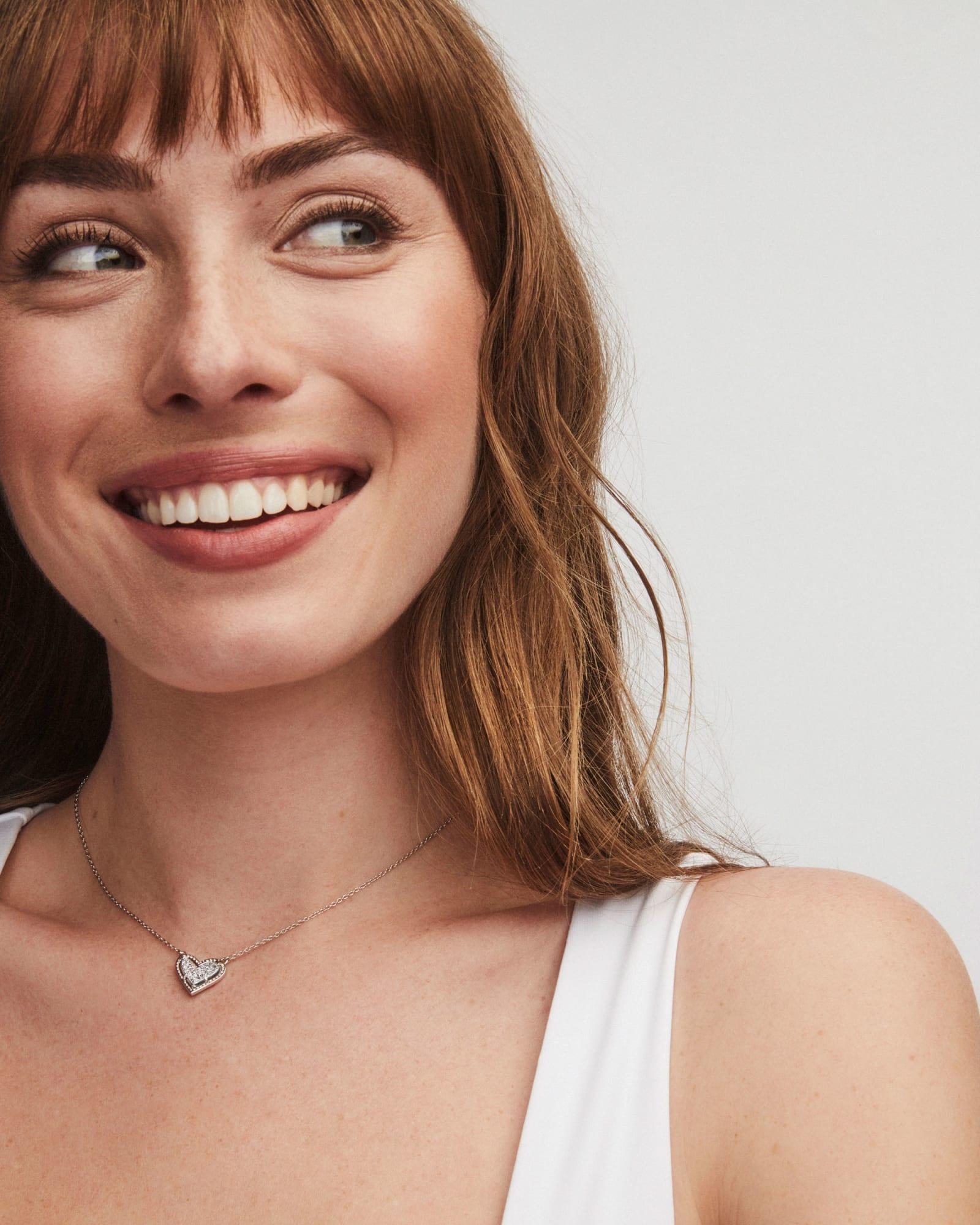 Ari Heart Silver Pendant Necklace in Platinum Drusy Product Image