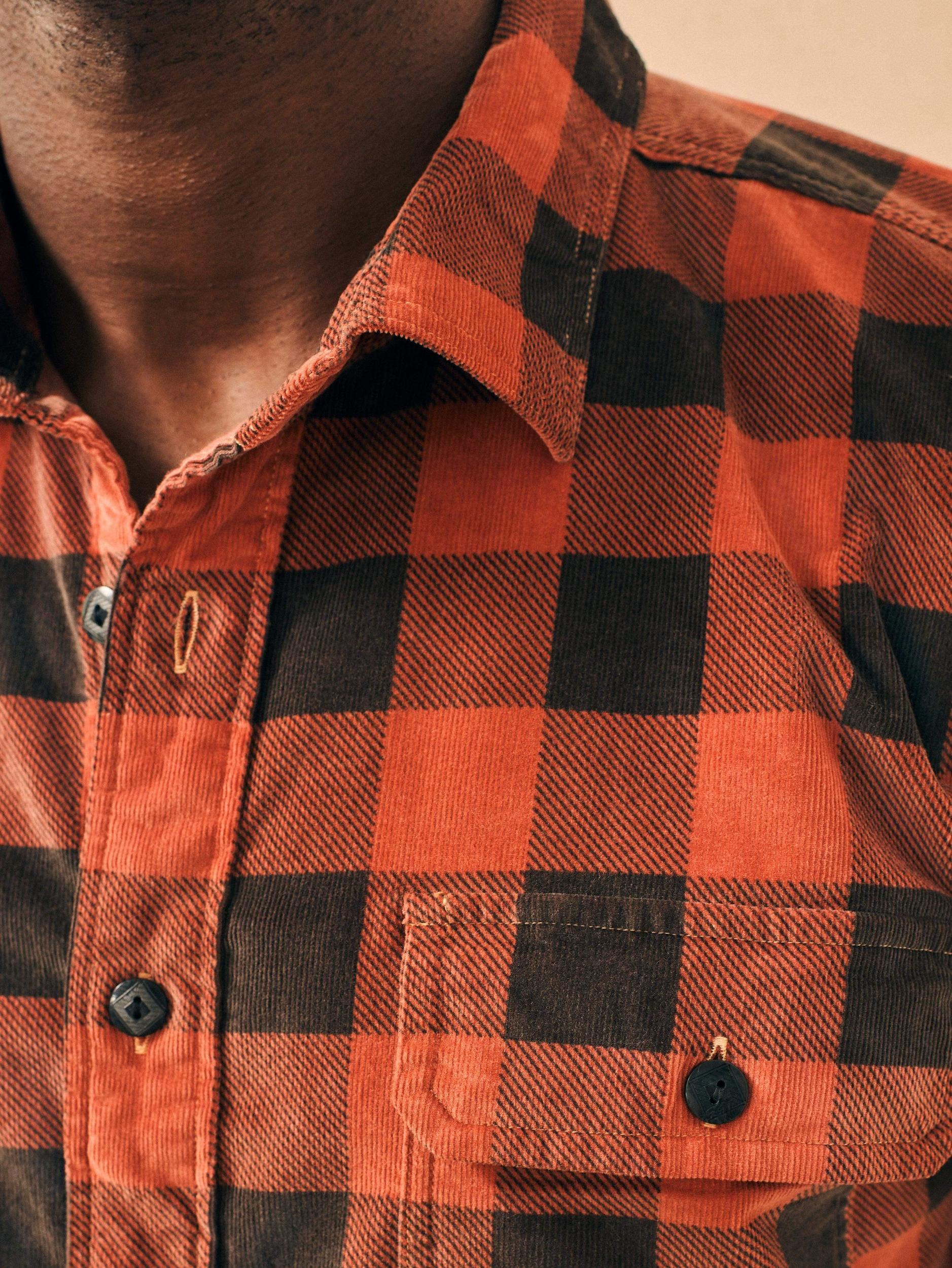 Stretch Corduroy Work Shirt - Cherry Charcoal Buffalo Male Product Image