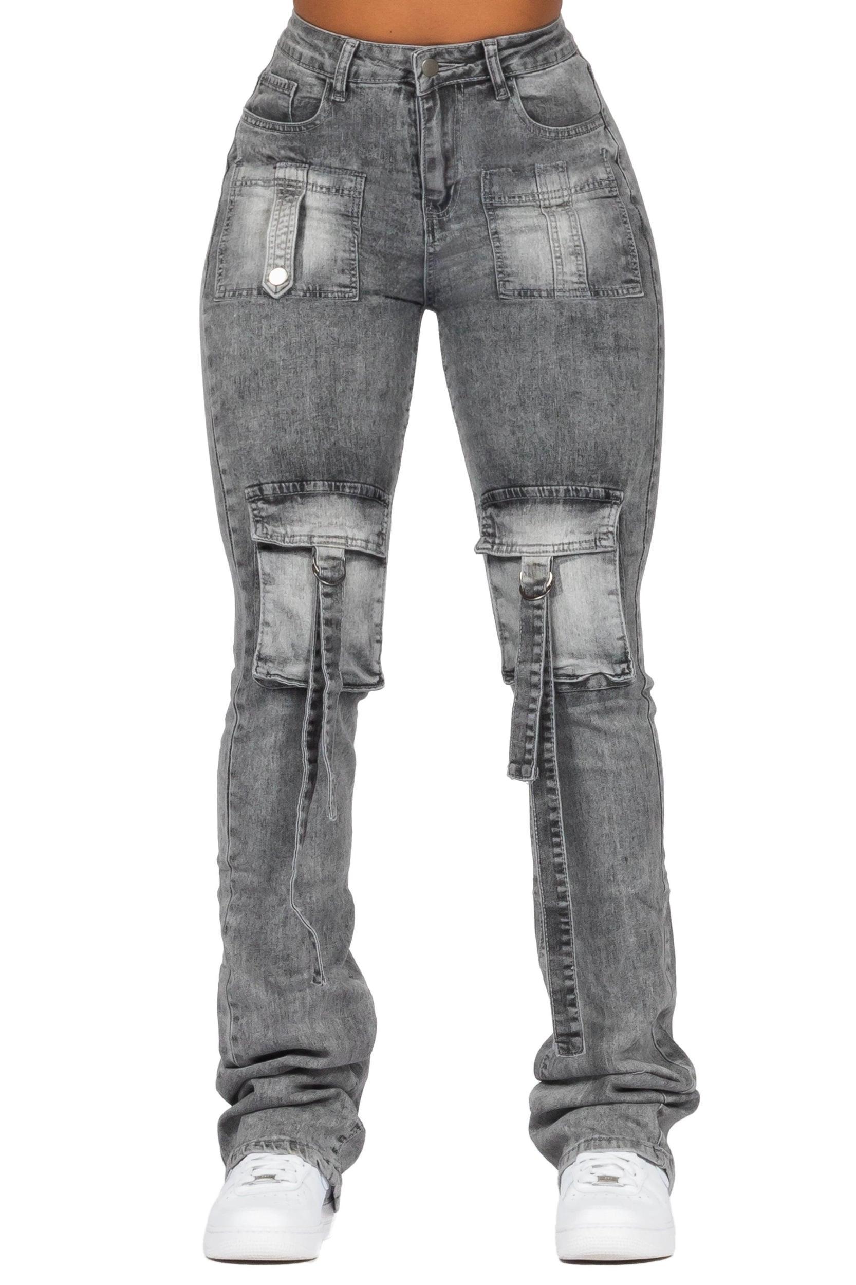 Christina Grey Wash Stacked Flare Jean Female Product Image