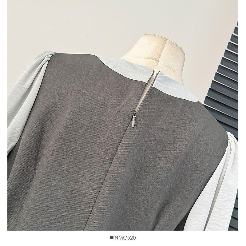 Colorblock Mock Two-Piece Midi Dress Product Image