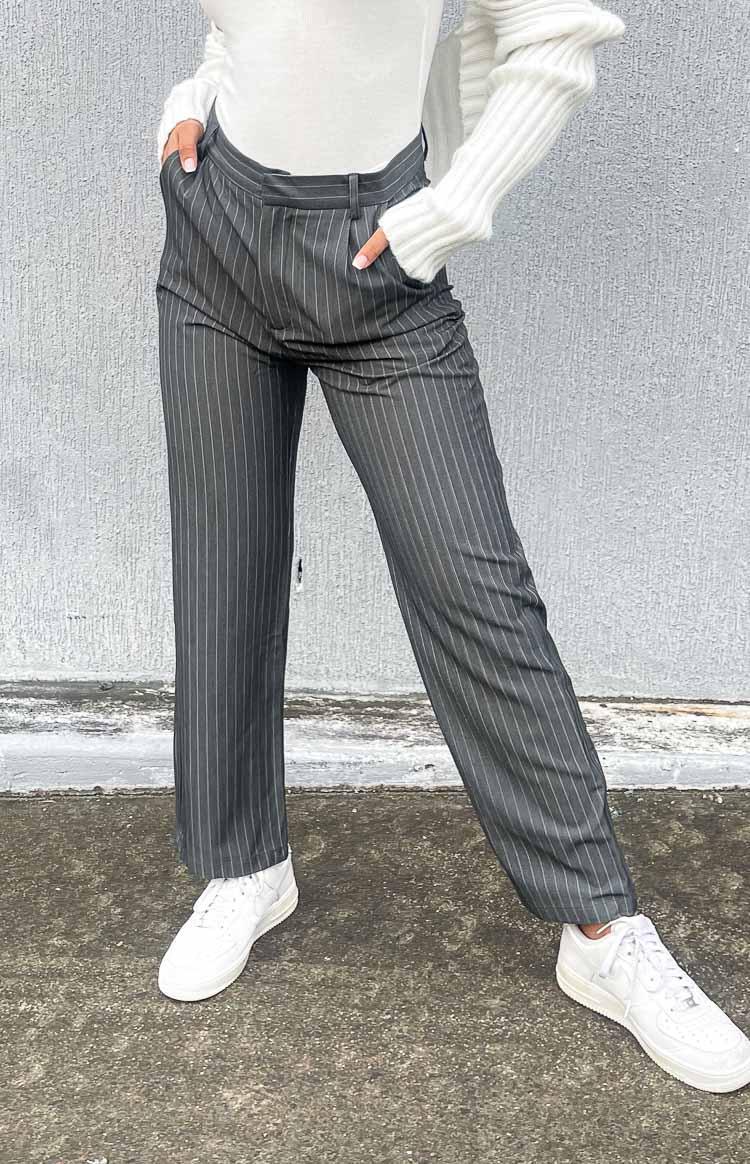 Roland Grey Pinstripe Pants Product Image
