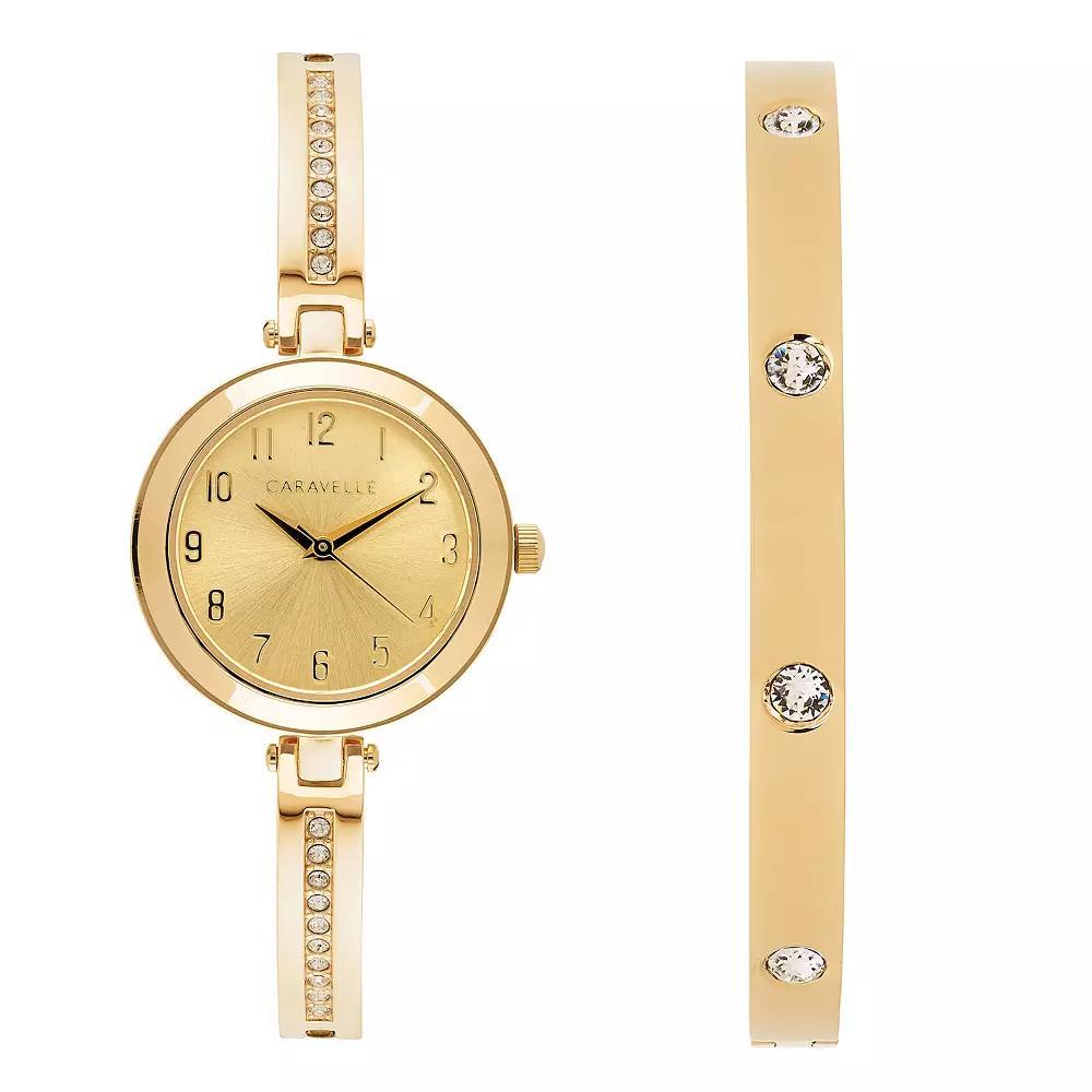 Caravelle by Bulova Womens Gold-Tone Watch & Bangle Bracelet Set - 44X100 Product Image
